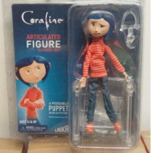 NECA Coraline doll in stripe shirt